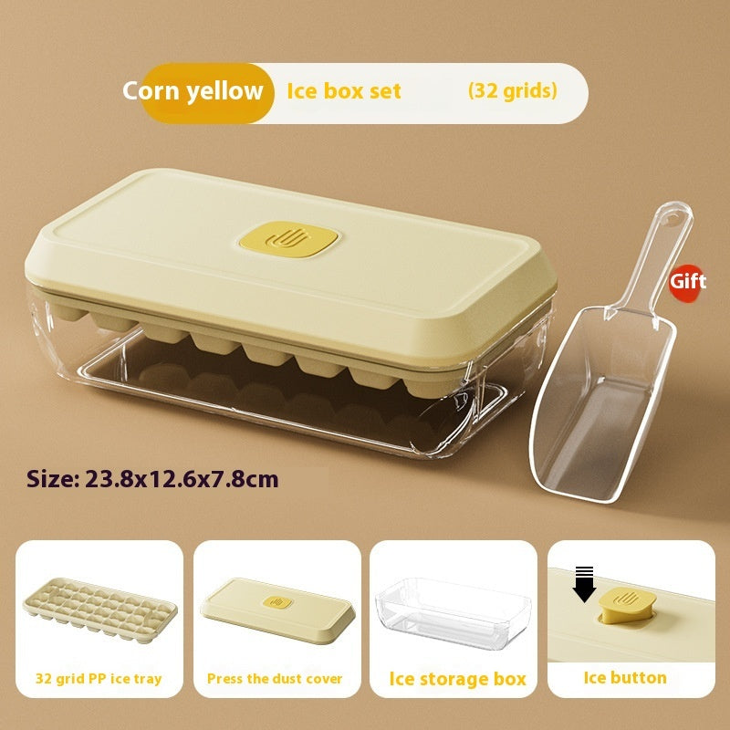 32 Bölmeli Silikon Buz Küpü Kalıbı – Kapaklı, Kürekli, Depolama Kutulu, Tek Tıkla Çıkarma Özellikli Buz Yapıcı