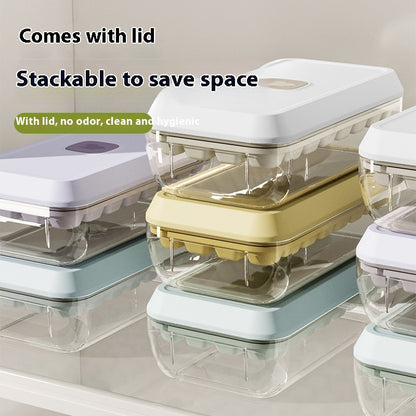 32 Bölmeli Silikon Buz Küpü Kalıbı – Kapaklı, Kürekli, Depolama Kutulu, Tek Tıkla Çıkarma Özellikli Buz Yapıcı